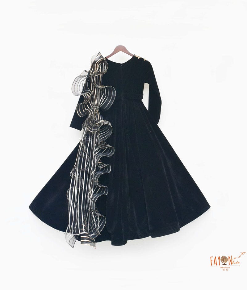 Fayon Kids Black Velvet Gown for Girls