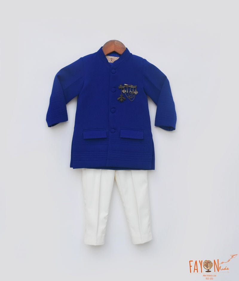Blue Bandgala and Off white Pant for Boys
