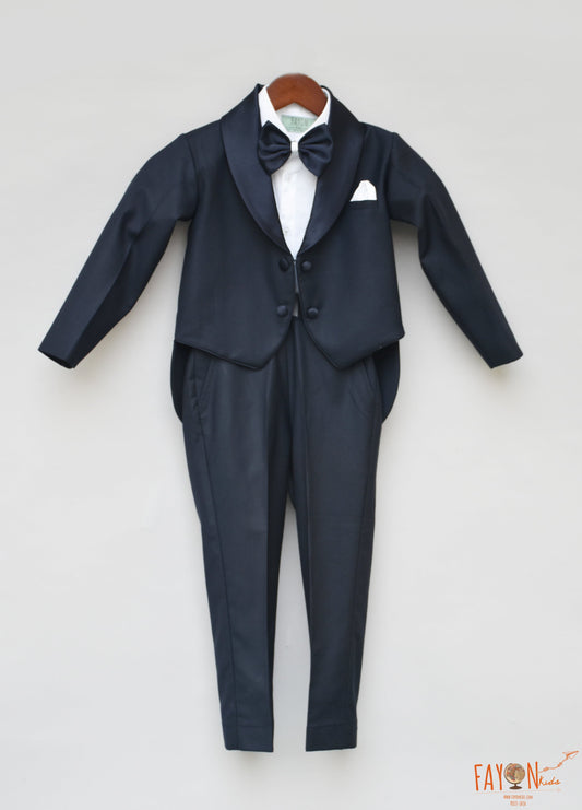 Blue Coat with White Shirt Pant for Boys