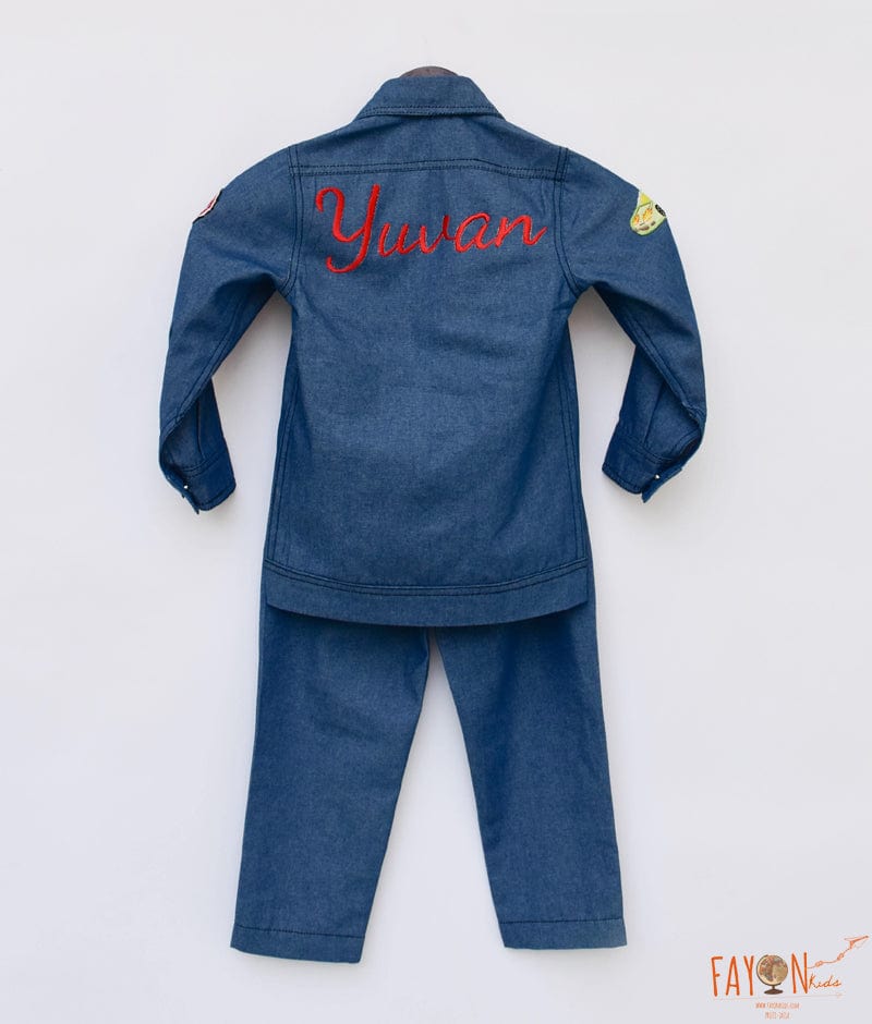 Blue Demin Jacket White T Shirt Pant for Boys