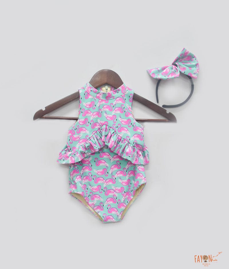 Blue Flamingo Printed Swim wear for Girls