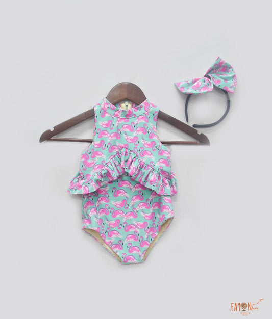 Blue Flamingo Printed Swim wear for Girls