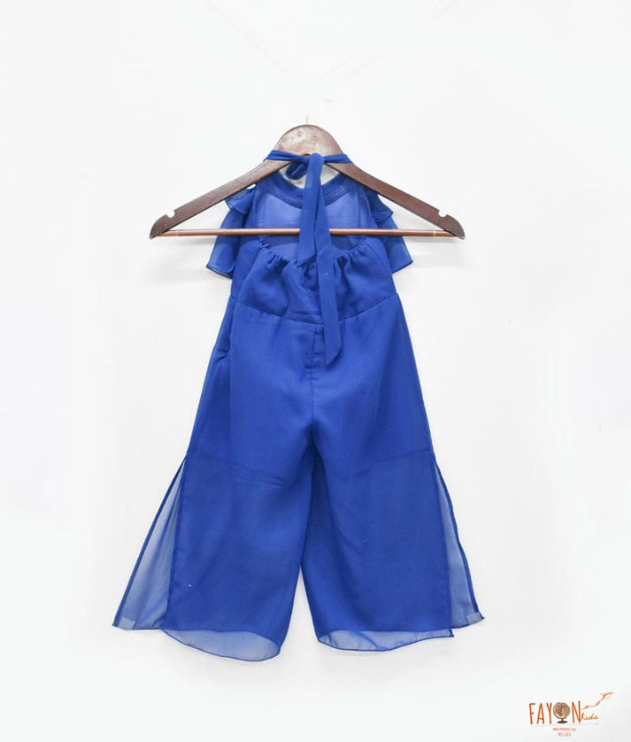Blue Georgette Jumpsuit for Girls