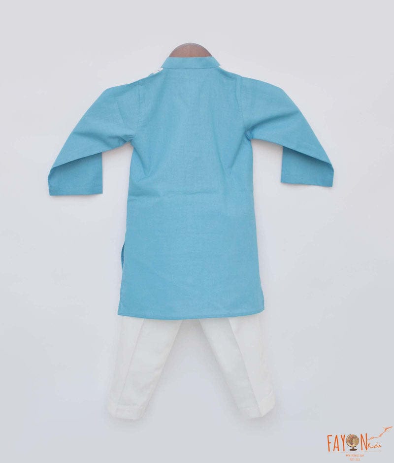 Blue Kurta with Dori Work Embroidery Pant for Boys