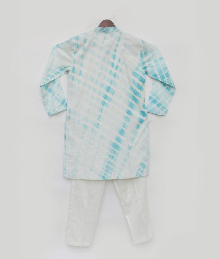 Blue Leheriya Kurta and Pant for Boys