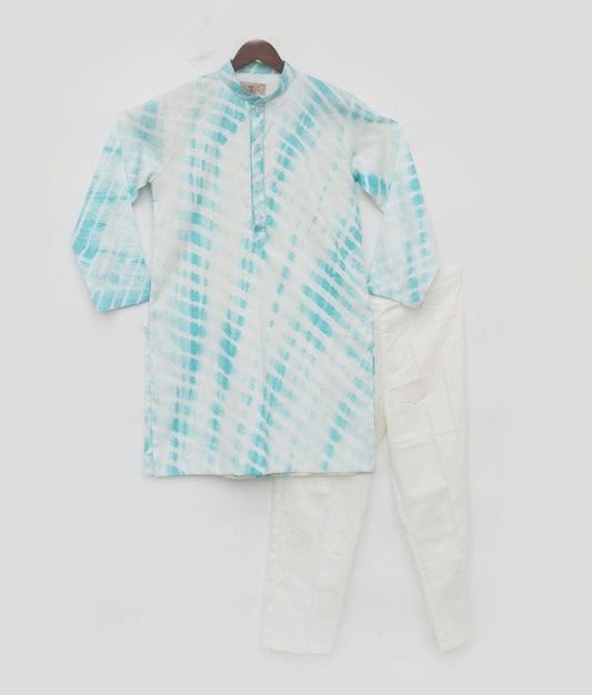 Blue Leheriya Kurta and Pant for Boys