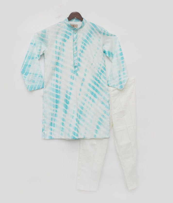 Blue Leheriya Kurta and Pant for Boys