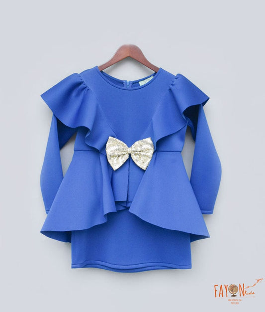 Blue Neoprene Dress for Girls