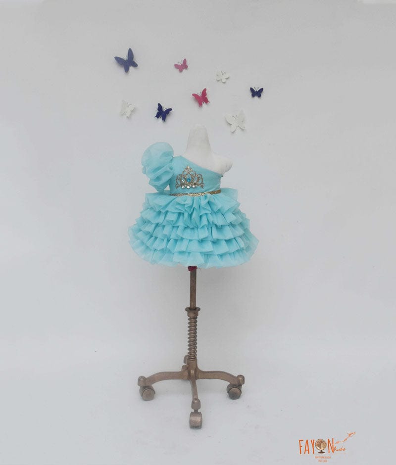 Blue Organza Frock for Girls