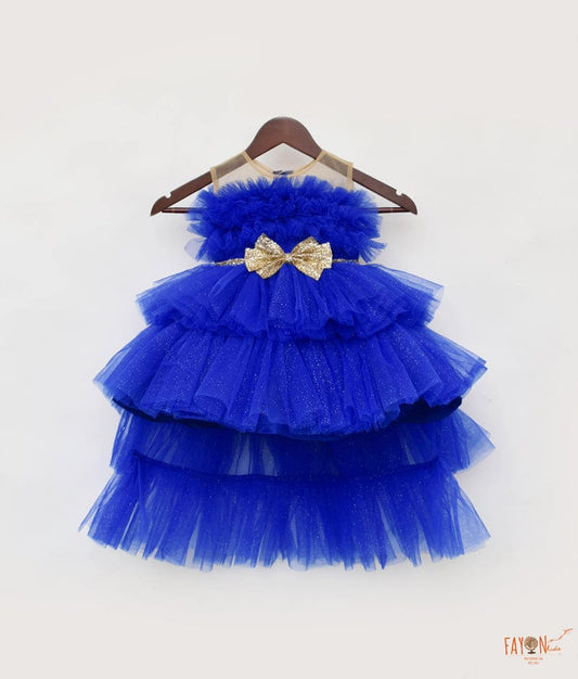 Blue Shimmer Net Gown for Girls