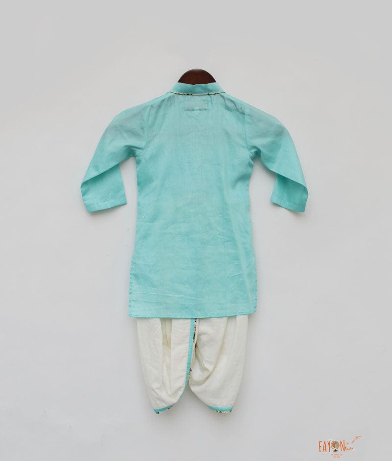 Blue Silk Kurta with Dhoti for Boys