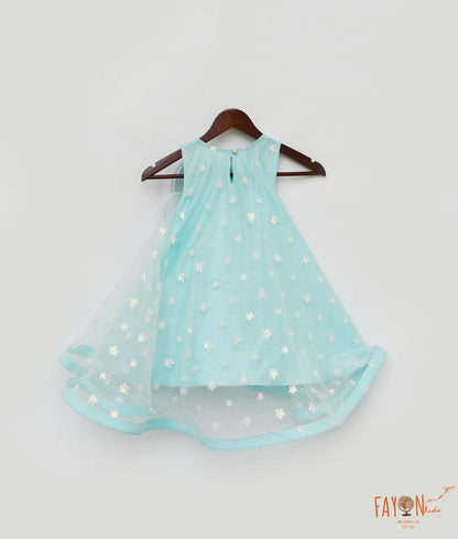 Fayon Kids Blue Star Net High Low Dress for Girls
