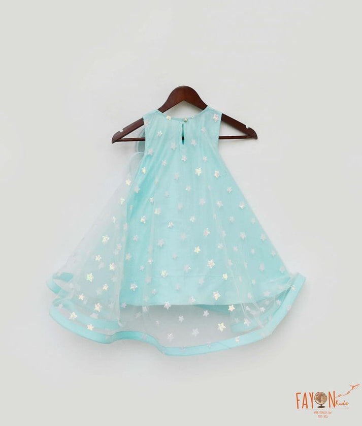 Blue Star Net High Low Dress for Girls