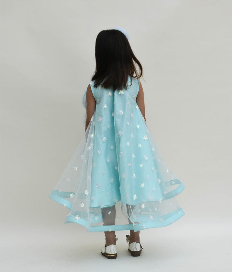 Fayon Kids Blue Star Net High Low Dress for Girls