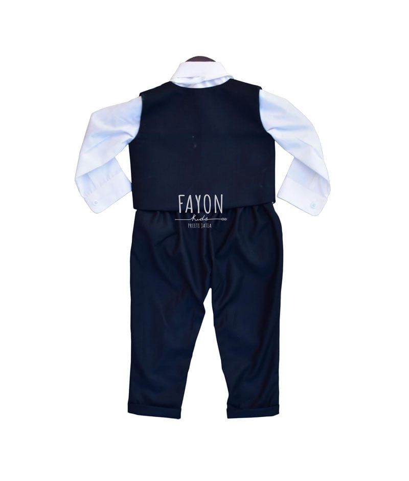 Blue Waist Coat with White Shirt Pant for Boys
