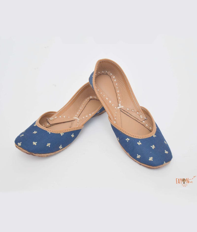 Fayon Kids Dark Blue Printed Jutti for Girls