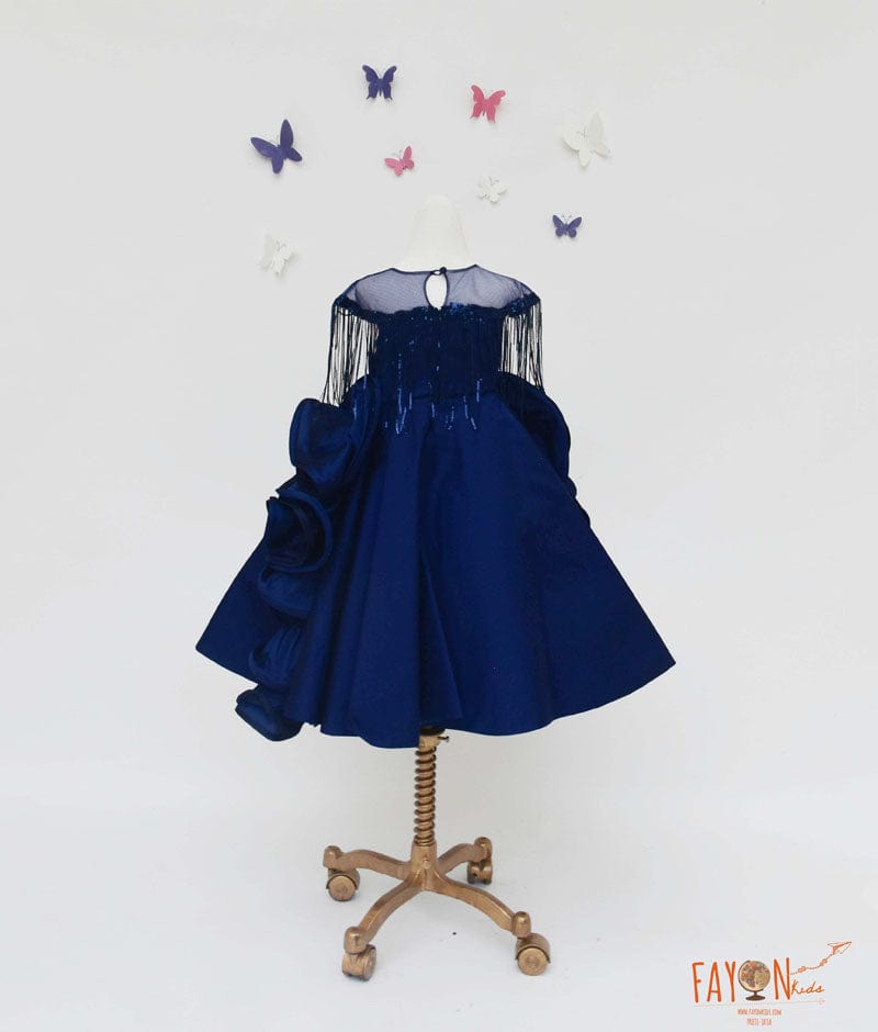 Dark Blue Silk Gown for Girls