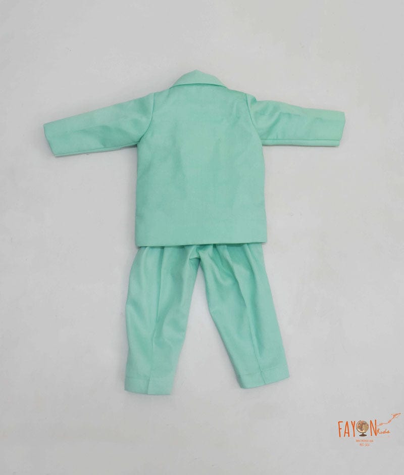 Green Ballons Motif Coat with White Shirt Pant for Boys