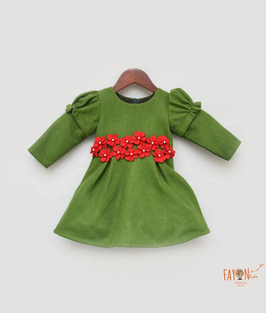 Green Felt Frock for Girls