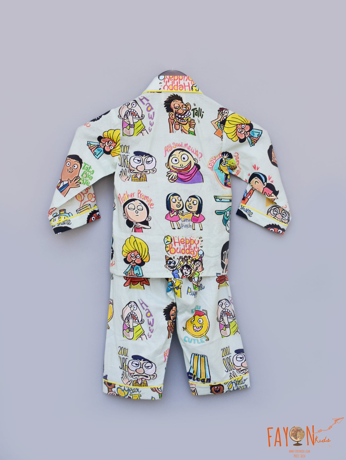 Green Funky Print Shirt with Pajama for Girls