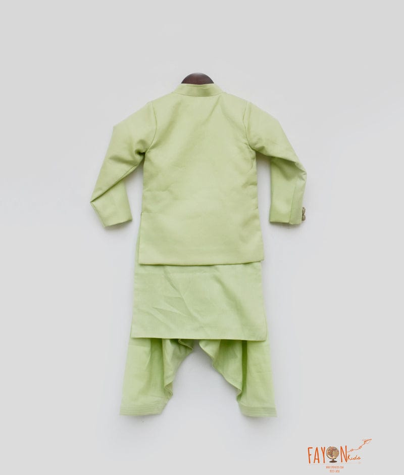 Green Jacket with Kurta Salwar for Boys