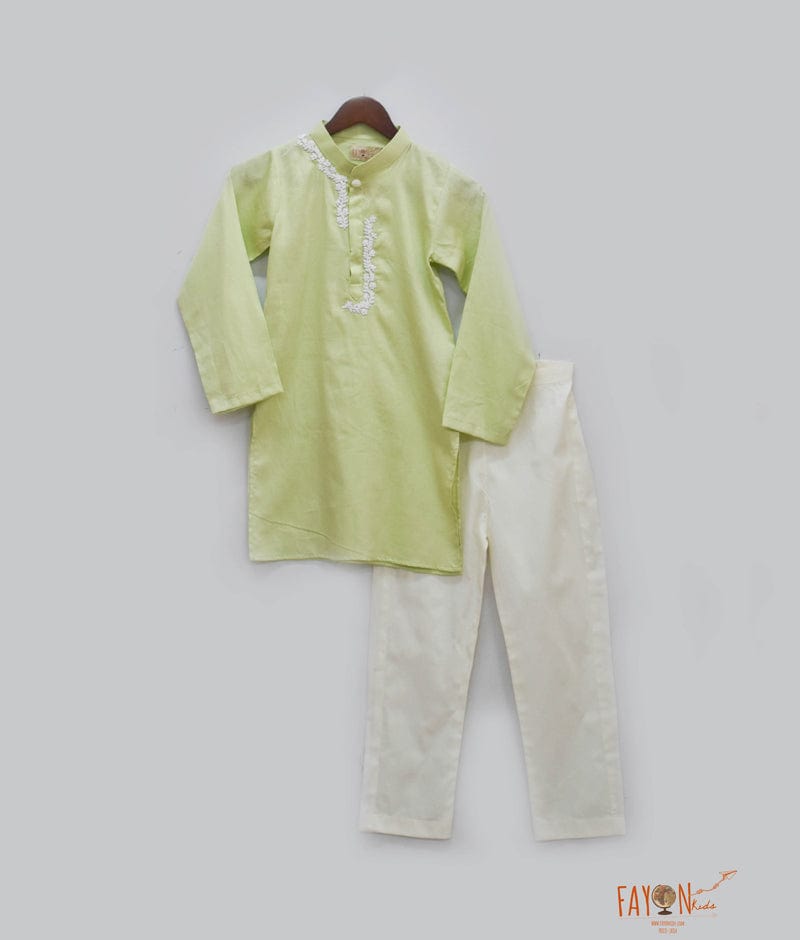 Green Kurta with Dori Work Embroidery Pant for Boys