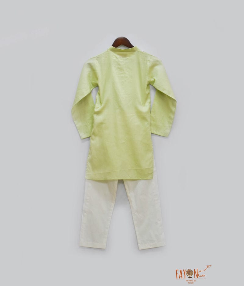 Green Kurta with Dori Work Embroidery Pant for Boys
