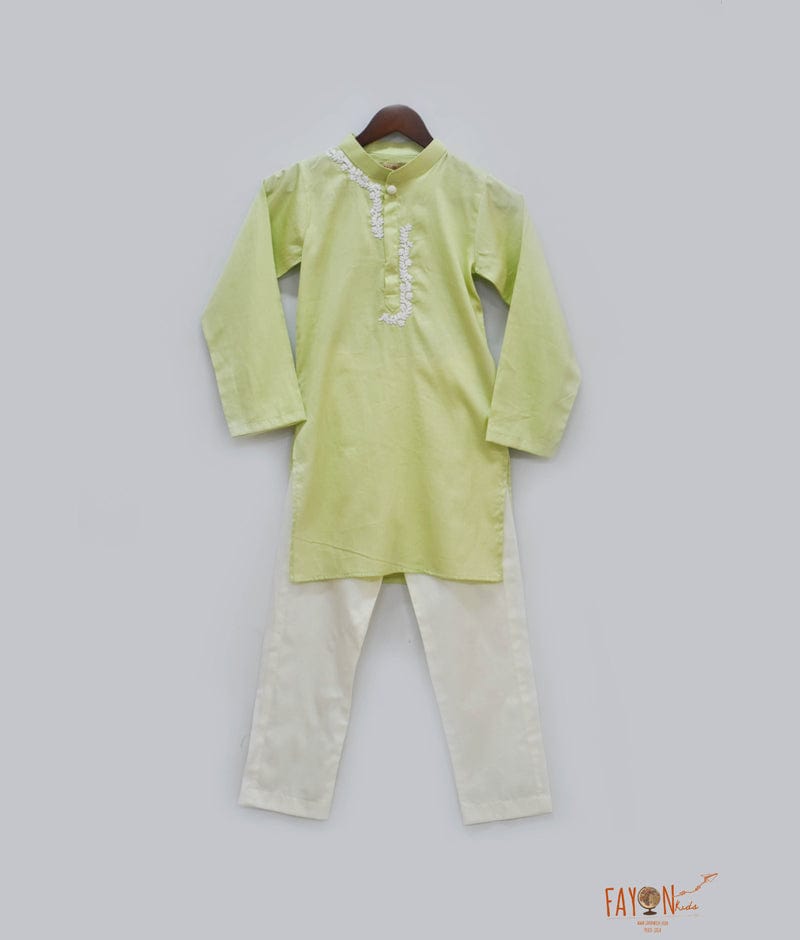 Green Kurta with Dori Work Embroidery Pant for Boys