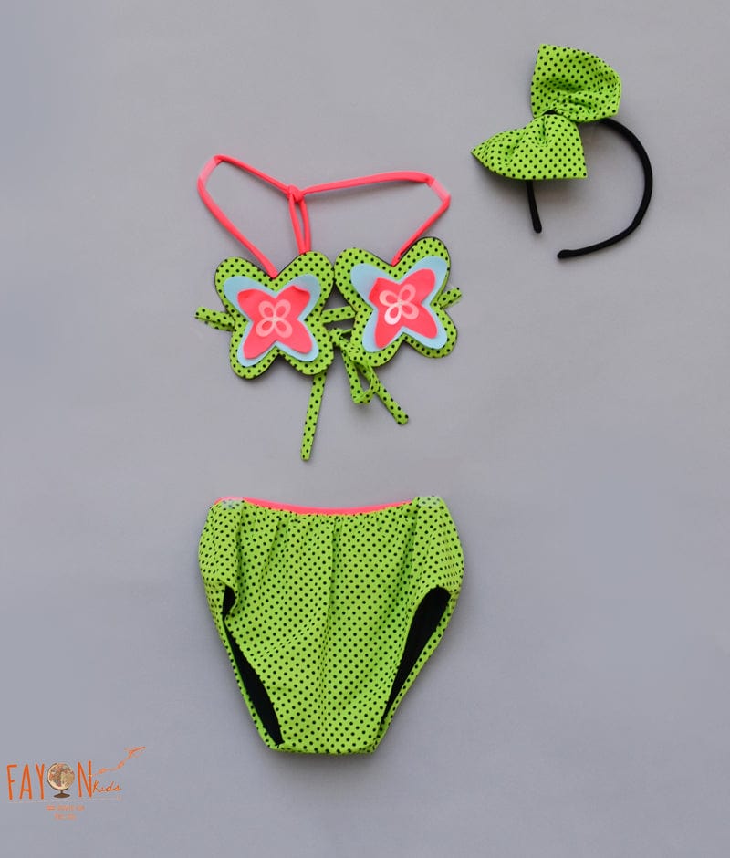 Green Polka Swim Wear for Girls