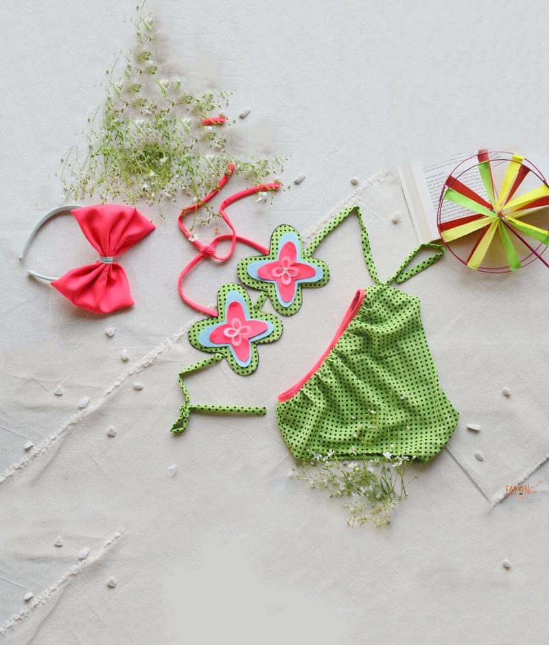 Green Polka Swim Wear for Girls
