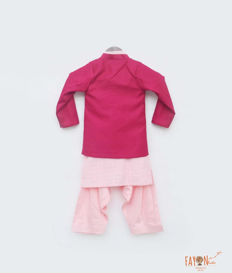 Hot Pink Jacket with Baby Pink Kurta Salwar for Boys