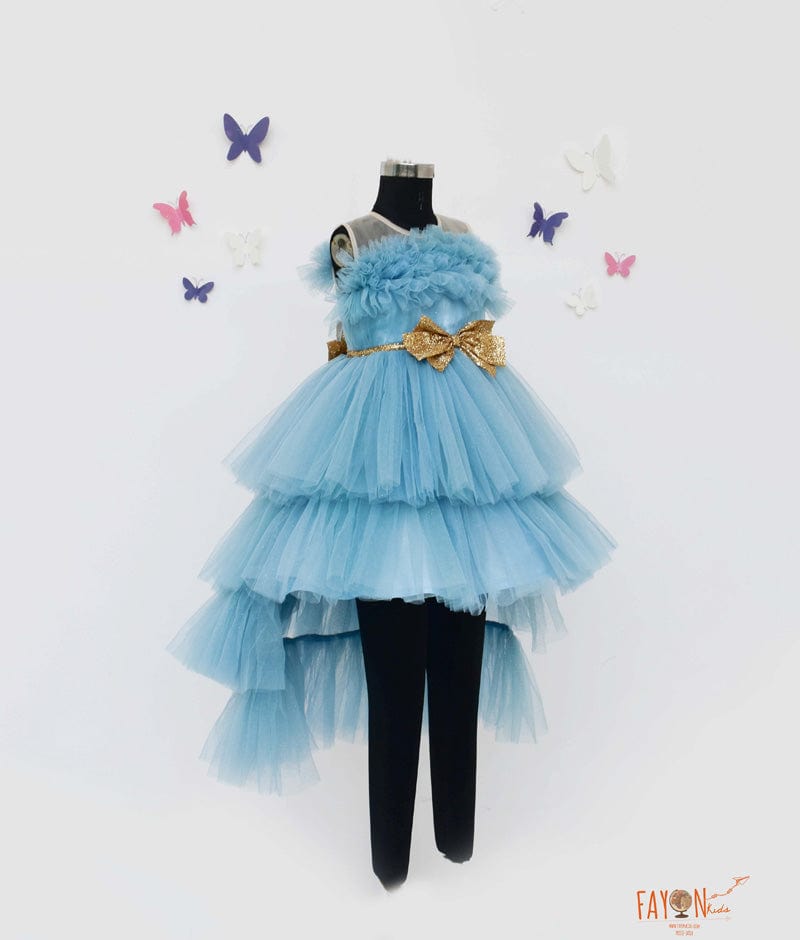 Light Blue Shimmer Net Gown for Girls
