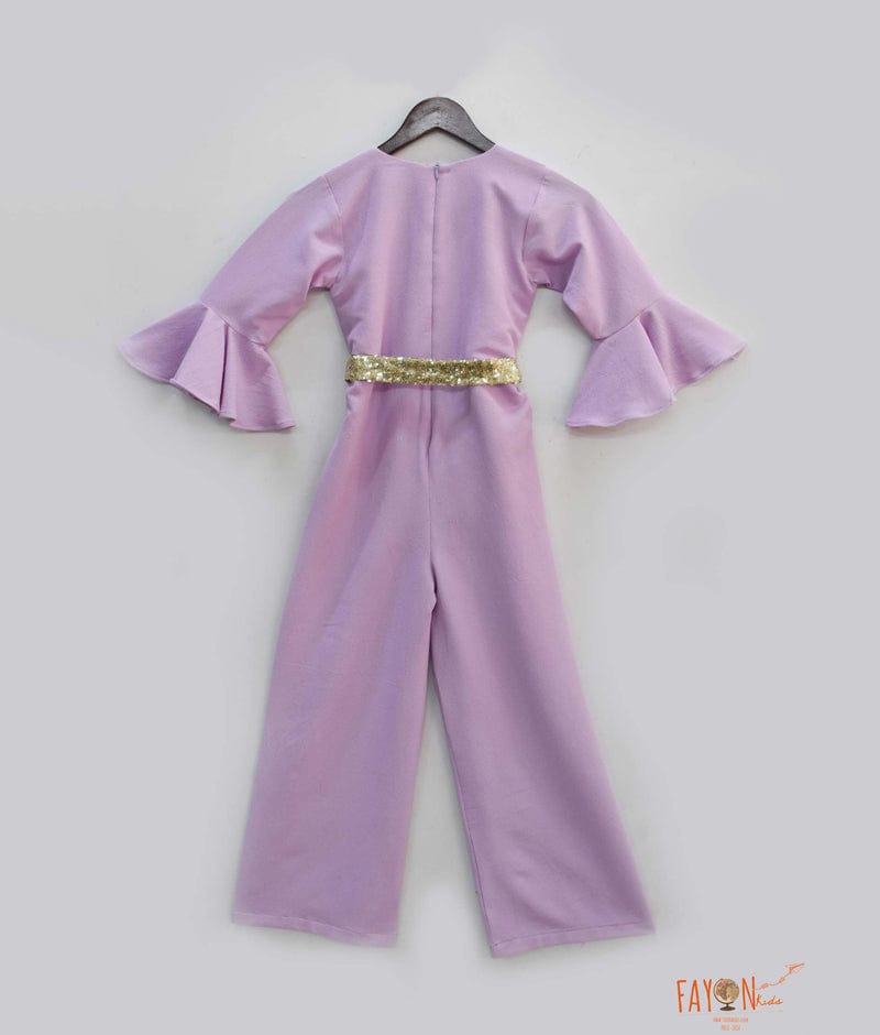 Lilac Bubble Georgette Jumpsuit for Girls