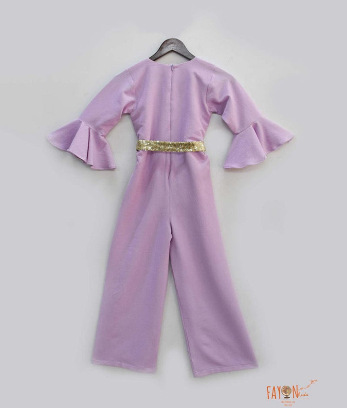 Lilac Bubble Georgette Jumpsuit for Girls