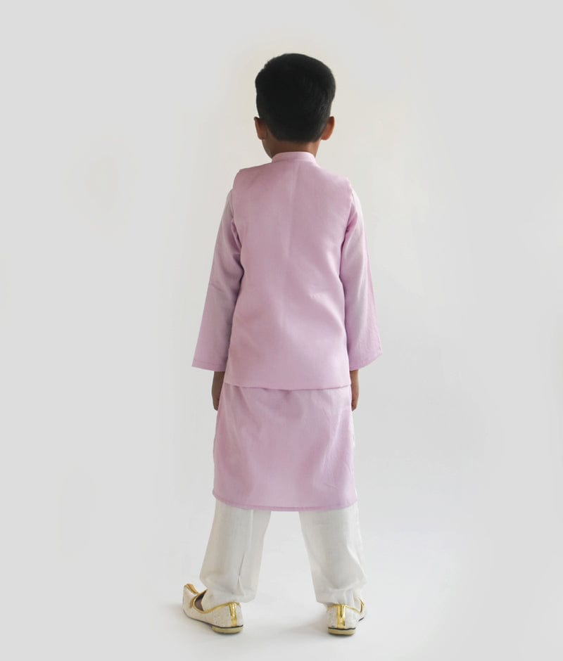 Lilac Embroidery Nehru Jacket with Kurta and Pant for Boys