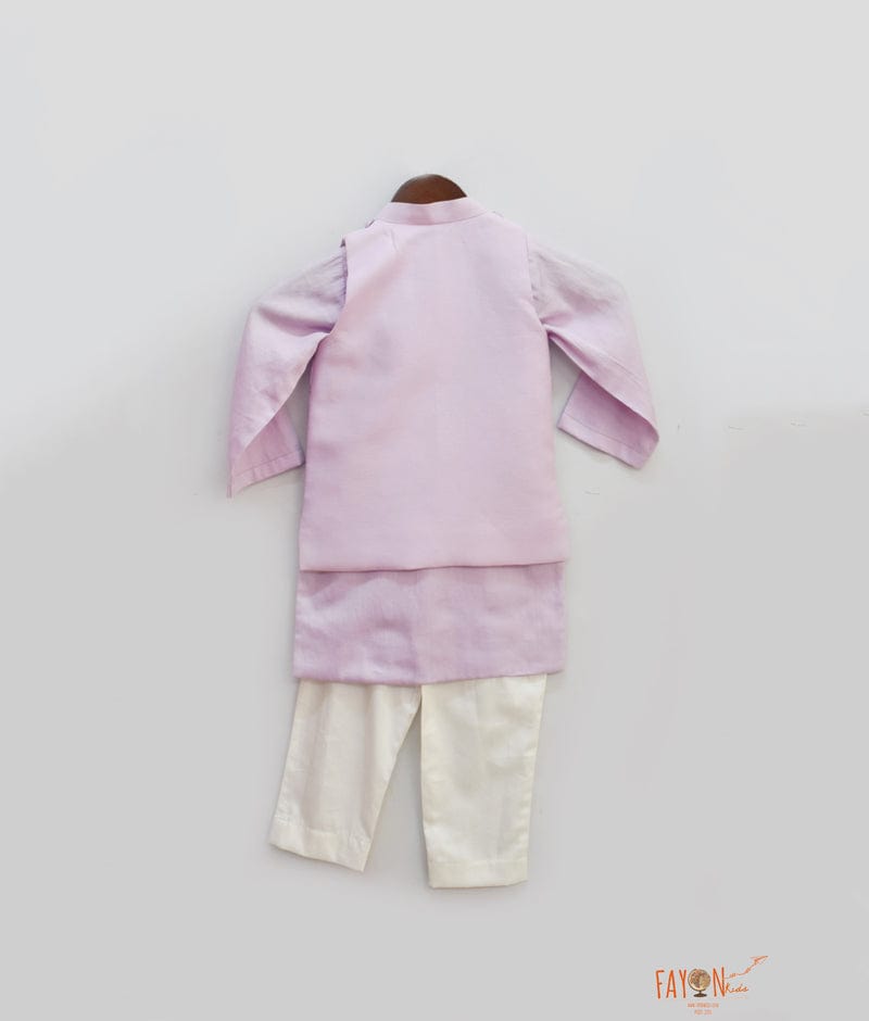 Lilac Embroidery Jacket with Kurta Pant for Boys