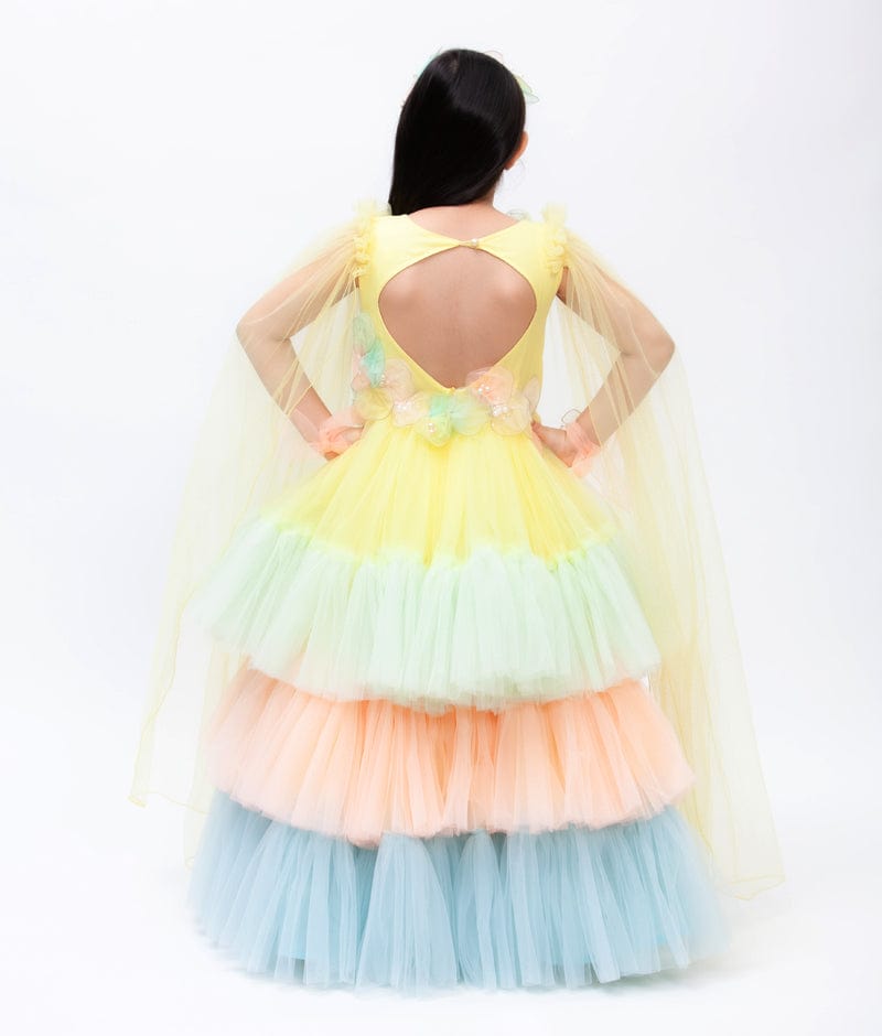 Multi Colour Net Layers Gown for Girls
