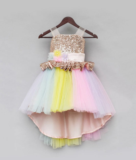 Multi Colour Sequin Yoke Frock for Girls