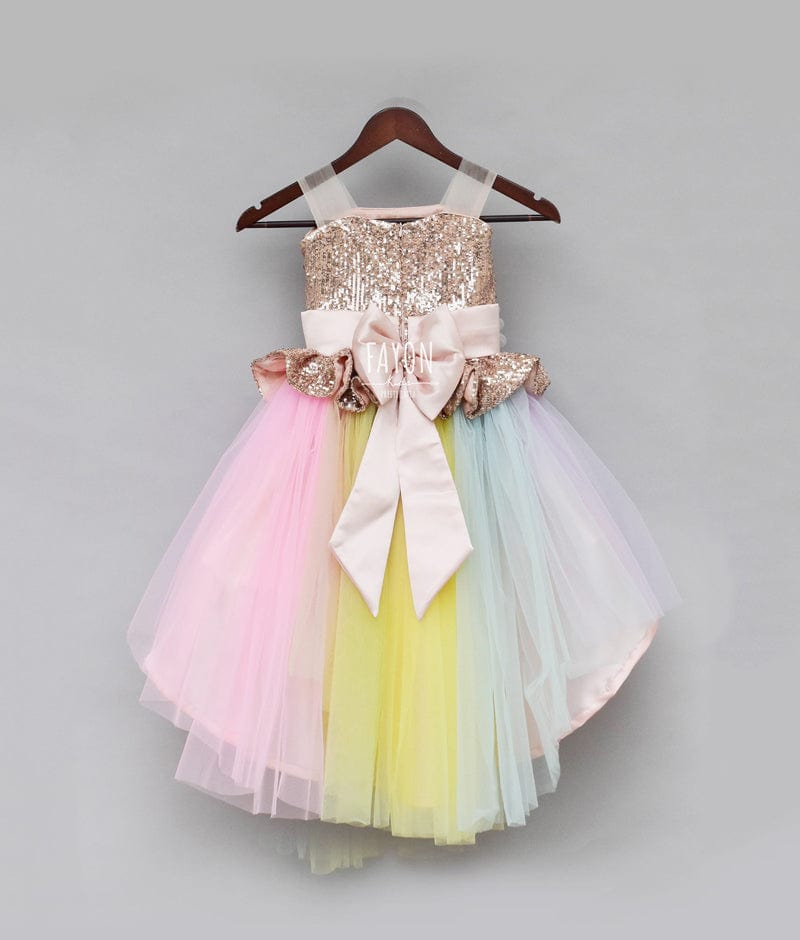 Multi Colour Sequin Yoke Frock for Girls