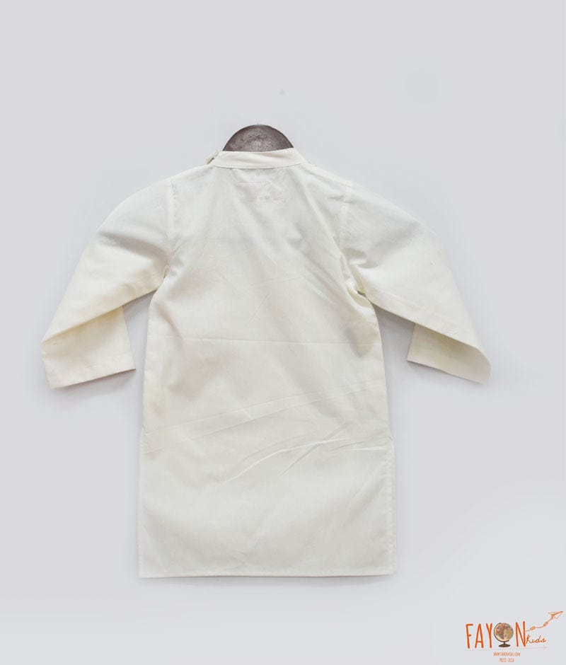Off white Kurta with Multi Color Splashes for Boys