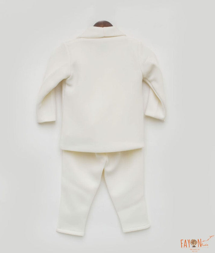 Off White Neoprene Coat Pant for Boys