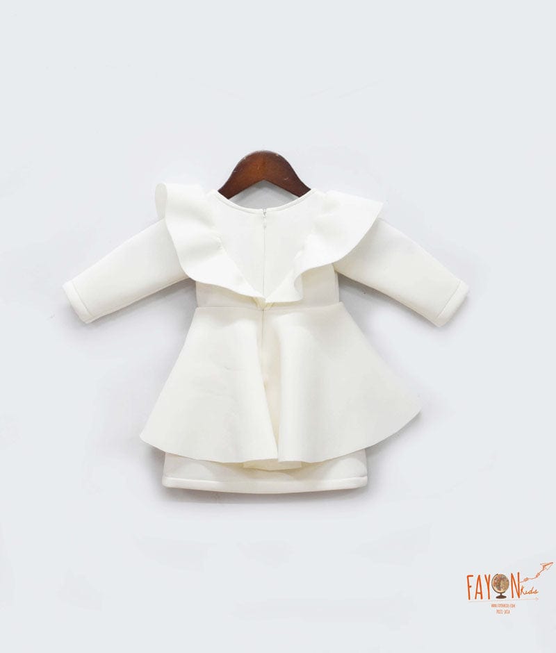 Off white Neoprene Dress for Girls