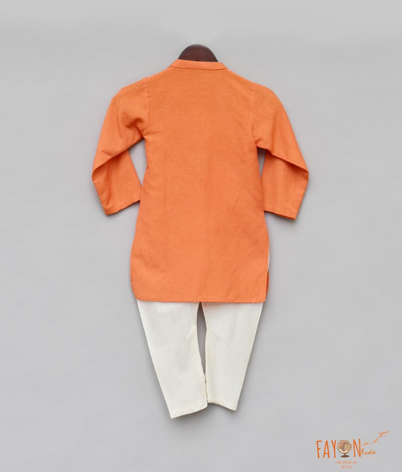 Orange Idol Printed Kurta with Chudidar for Boys