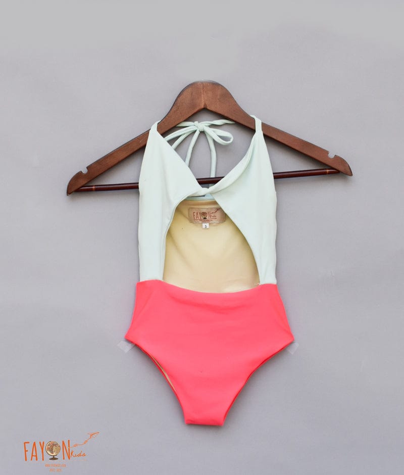 Pastel Blue Neon Pink Swim Wear for Girls