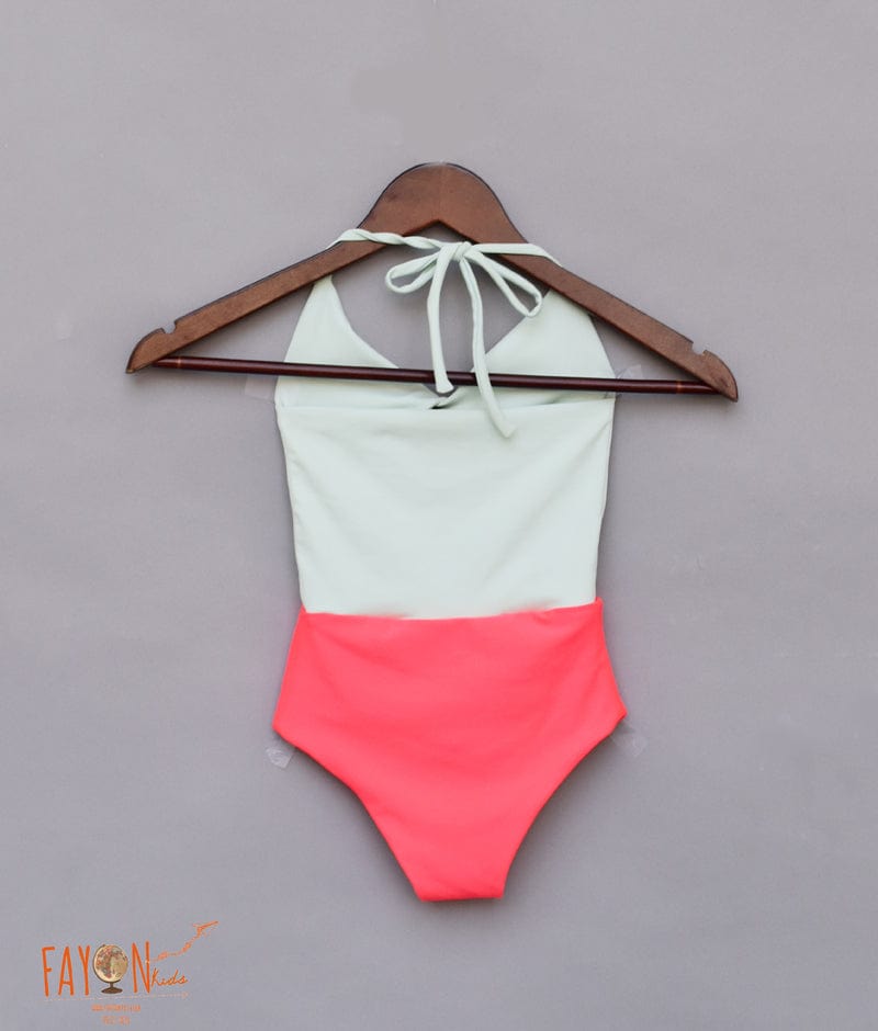 Pastel Blue Neon Pink Swim Wear for Girls