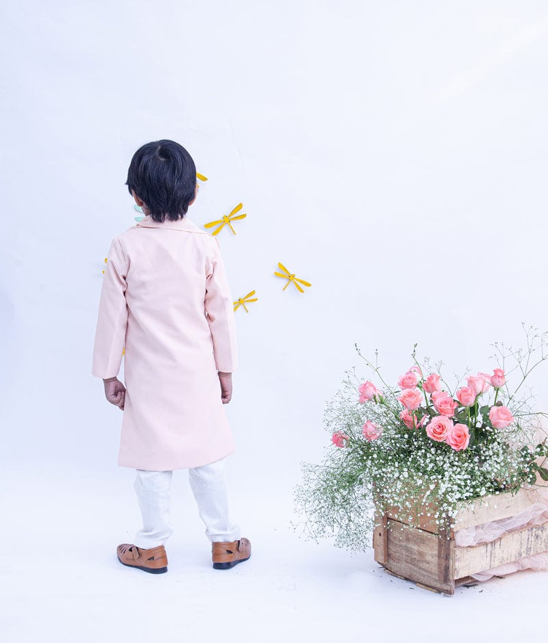 Peach Achkan with Chudidar for Boys