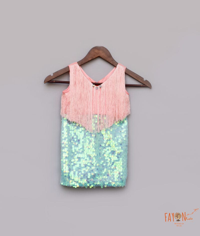 Peach Blue Dress for Girls