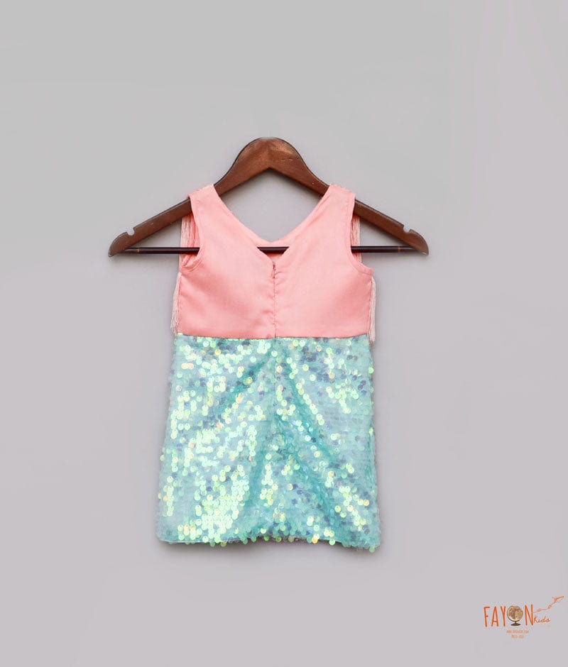 Peach Blue Dress for Girls