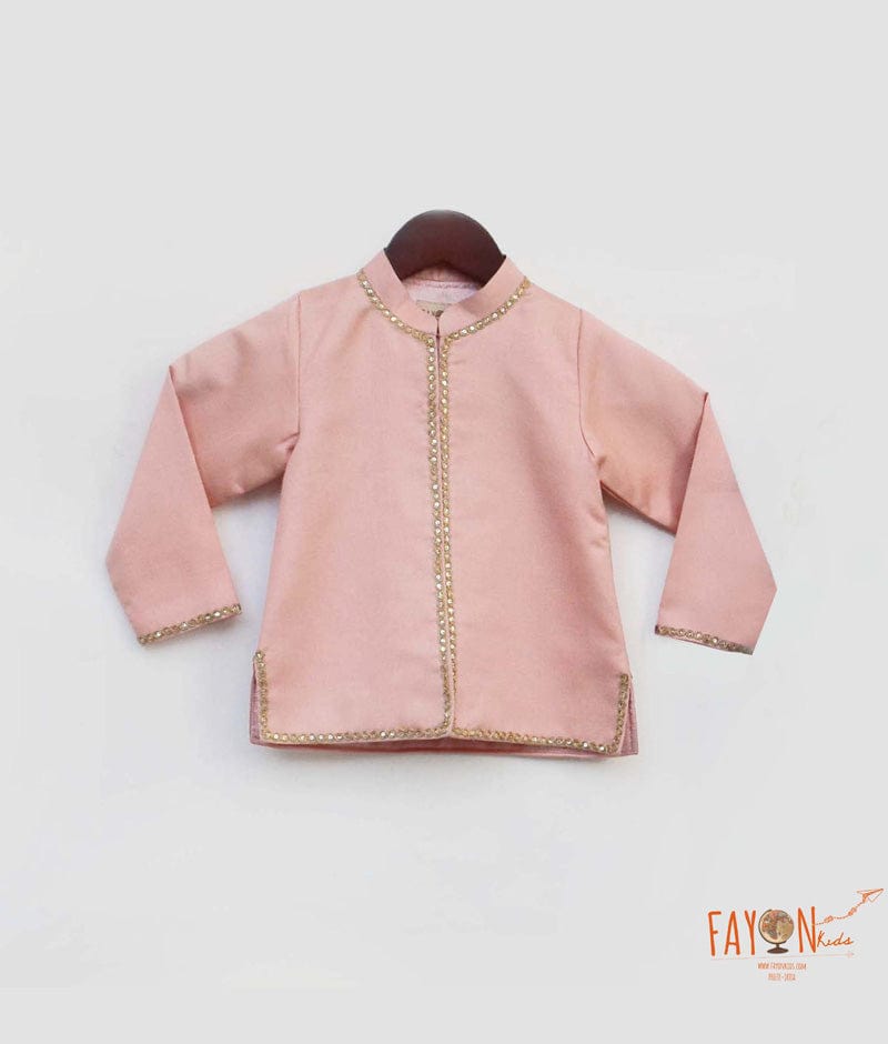 Buy Peach Cotton Silk Jacket for Girls | Elegant Winter Wear