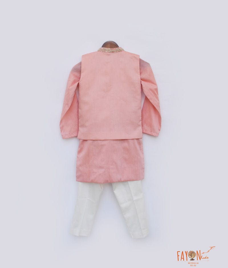 Peach Gota Jacket with Kurta Pant for Boys